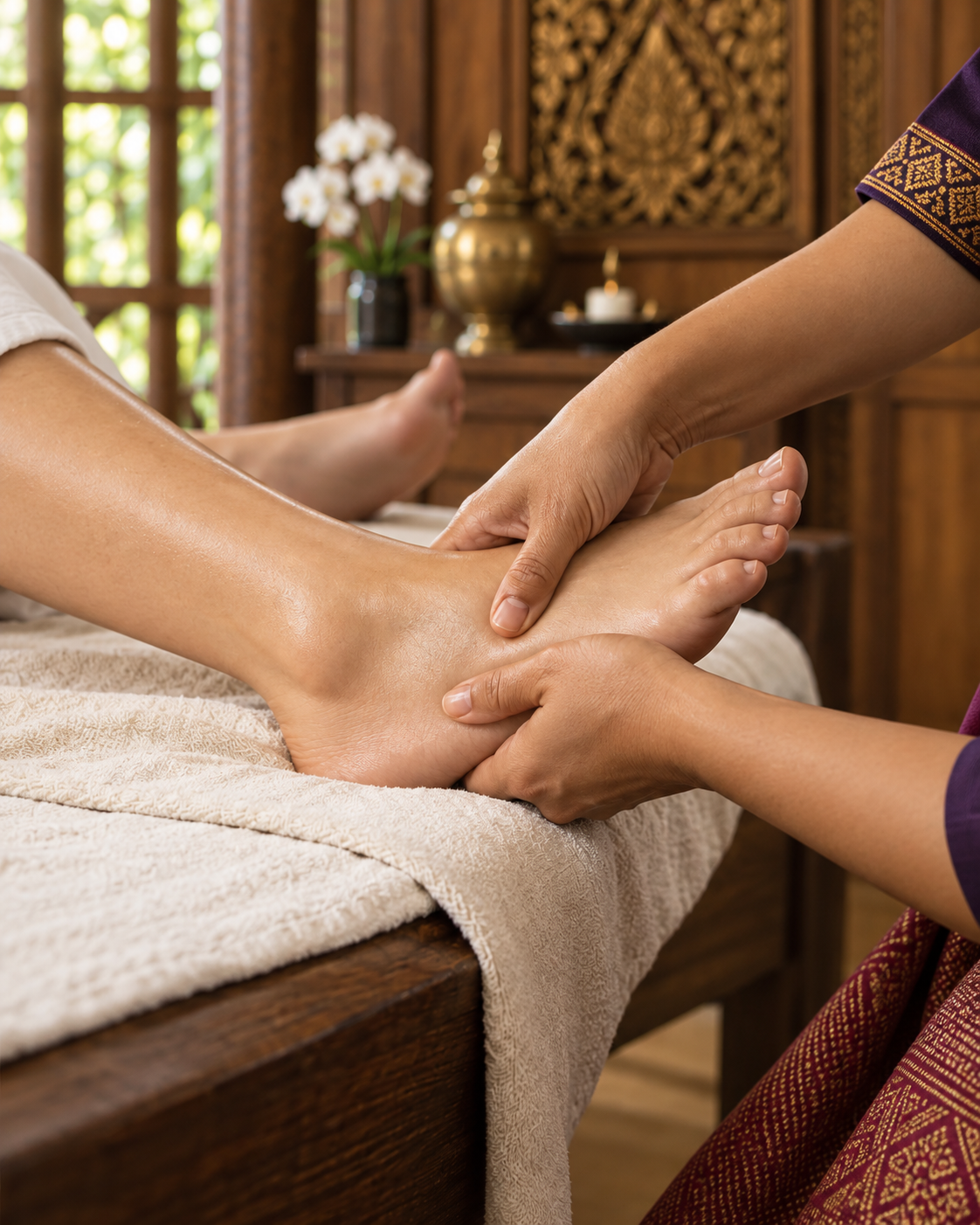 Illustration d’un geste de massage des pieds
